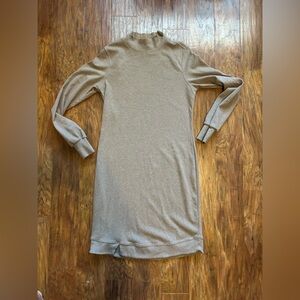 The Normal Brand Womens Puremeso Mock Neck Dress in Taupe Size Large